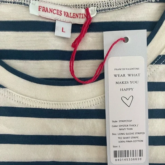 France’s Valentine Long Sleeve Striped Tee Shirt in Navy/Oyster - Picture 7 of 8
